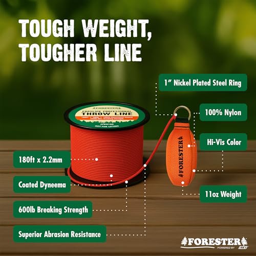 FORESTER Arborist Throw Line Kit | 11oz Throw Weight & 180ft Throw Rope | Pro Slick 100% Dyneema Throw Line Rope | Arborist Equipment for Tree Climbing - size: 11oz Throw Weight