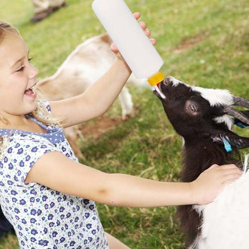 TOYANDONA Goat Bottles and Nipples - 5pcs Lamb Feeding Bottle Animal Milk Feeder 400 Ml with 5pcs Replacement Nipples for Feeding Sheep Goat Lamb Calf Livestock