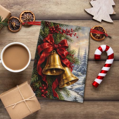 KzgtY Christmas Bells 2PCS Gift Bags with Drawstring, 16 x 12 Inch Reusable Present Sacks for Christmas,Brithday, Holidays,Parties & Gift Packaging - color: Christmas Bells
