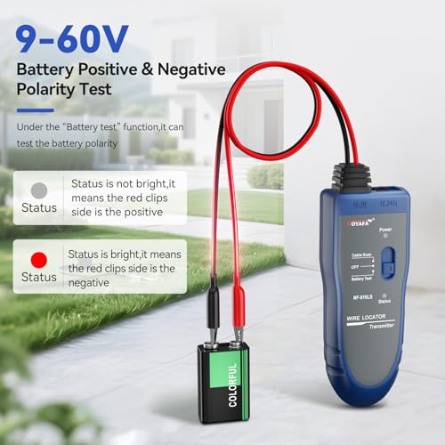 NOYAFA Underground Wire Locator - Circuit Tracer Pet Fence, Electrical, Network & Irrigation Wires, Rechargeable Battery, LED Flashlight, Easy Cable Break Detection, NF-816LS