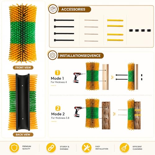 Bionic Curve Livestock Scratching Brush for Cattle, Cows, Goats, Horses and Pigs - Body-Contoured Farm Animal Scratcher Post, Heavy Duty Livestock Grooming Brush with 4 Screws, 1 Pack - color: 1pcs