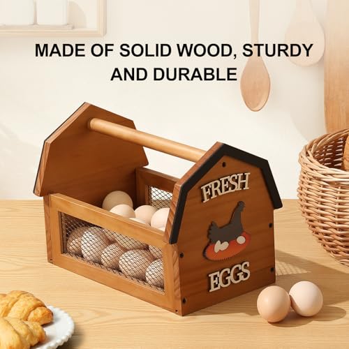 ZSHLXM Wood Farmhouse Egg Collecting Basket - Large Countertop Chicken Egg Basket - color: Brown, size: Large