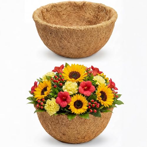 HFHOME 2PCS 10" Dia Round Coco Liner, 10 inch Coco Fiber Replacement Liner for Hanging Basket - color: 2pcs, size: 10-in
