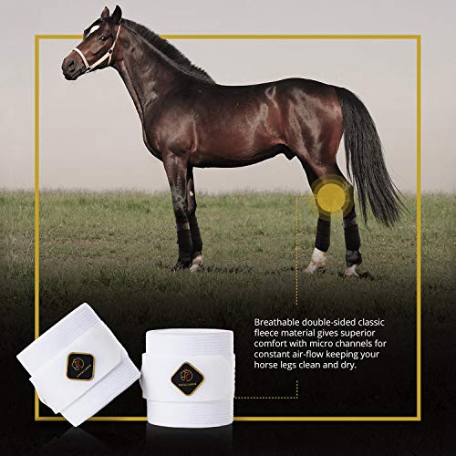 Elastic Fleece Bandages for Horses, Non- Slip and Snug fit Breathable Material for Injury Protection and Superior Legs Support, Stocking up Solution - White - (2 Units Per Pack) - color: White, size: 2 Pack