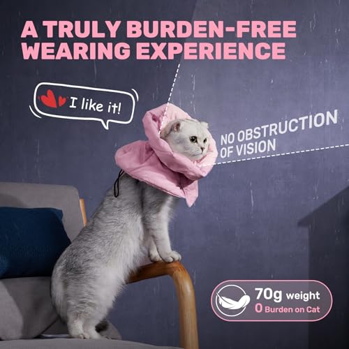 Adjustable Cat Recovery Cone Collar, Lightweight Soft Cat E-Collar Alternative After Spay, Waterproof Comfy Collars to Stop Licking Wound After Surgery, Protective Cone for Kittens/Puppies - color: Rose Quartz, size: Small