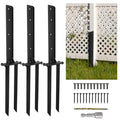 Fence Post Repair 3pcs,H-Shaped Double Ground Spike for Tilted Wood Post | Heavy Duty Steel Repair Stakes,Wooden Fences Post Support for Repairing Damaged Fence Gate Posts Sign Posts or Mailbox - size: 3PCS