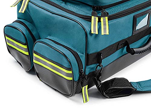 Scherber Fully-Stocked Premium First Responder Bag | HSA/FSA Approved | Large Pro EMT/EMS Trauma, Bleeding & Oxygen Medical Kit | CAT Tourniquet, HyFin Chest Seal & 250+ First Aid Supplies (Blue) - color: Blue