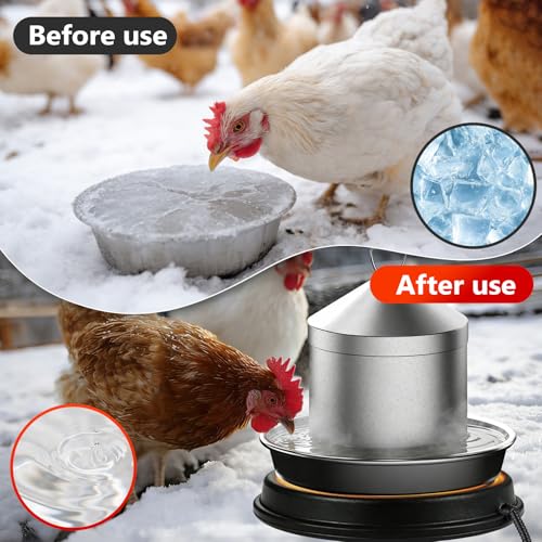 Poultry Chicken Water Heater - KOKOPRO Poultry Water Heater Base for Winter,14 Inch for Plastic/Metal Poultry Waterer,Thermostatically Controlled Heated Waterer 80W,Chicken Coop Accessories