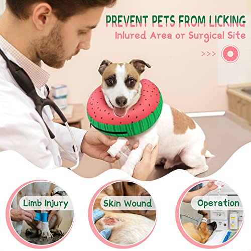 Supet Inflatable Dog Cone Collar Alternative After Surgery, Doggie Neck Donut Collar Recovery ECollar for Post Surgery, Soft Dog Cone for Small Medium Puppies Cats - color: Donut Red, size: S(Neck 7"-9.5")