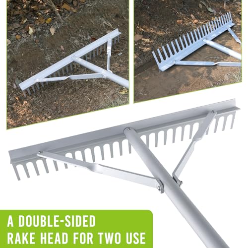 24 Inch Aluminum Landscape Rake | Garden Rake, Heavy Duty, Metal Construction, Multi-Purpose: Lawns, Soil, Lake, Beach - style: 24 Inch Landscape Rake