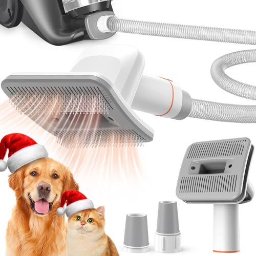 Afloia Dog Brush Vacuum Attachment for Dogs and Cats | Grooming Tool for 1-1.5-Inch Round Ports on Dyson, Bissell, Eureka & Dirt Devil, Hose Included, Vacuum Not Included