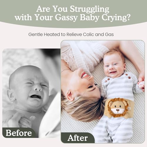 Baby Colic and Gas Relief, Heated Tummy Wrap for Newborns Belly Relief by Soothing Warmth, Baby Heating Pad Swaddling Belt Relief & Soothe Gas, Colic and Upset Stomach in Babies and Toddlers (Lion) - color: Lion