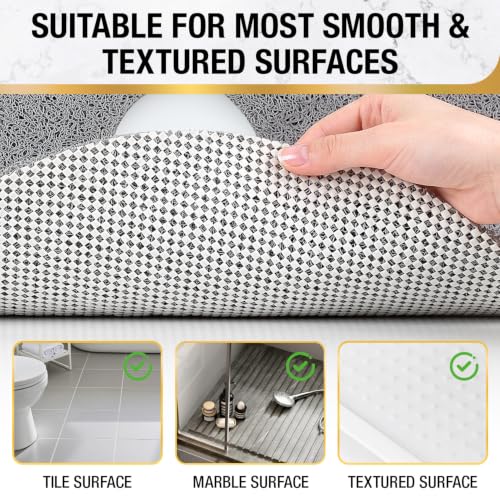 HITSLAM Non Slip Shower Mat, 24 Inch Diameter Round Shower Foot Scrubber Mat with Drain Hole in Middle, Soft PVC Loofah and Quick Drying Shower Floor Mat for Standing Shower Stall, Grey - color: Grey, size: 24" (Round)