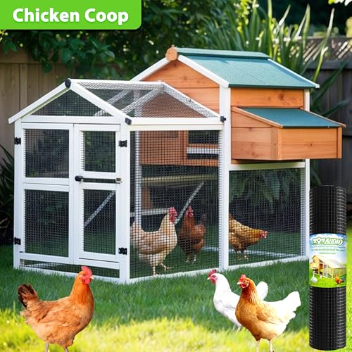 PVC Coated Welded Wire Fence,1 inch 24 in x 100 ft,Chicken Wire,Black Metal Fence Mesh Wire Roll,Garden Fencing Welded Wire Mesh for Pet Enclosures,Vegetable,Poultry and Agricultural Use - color: Black, size: 1"x1" 24inx100ft
