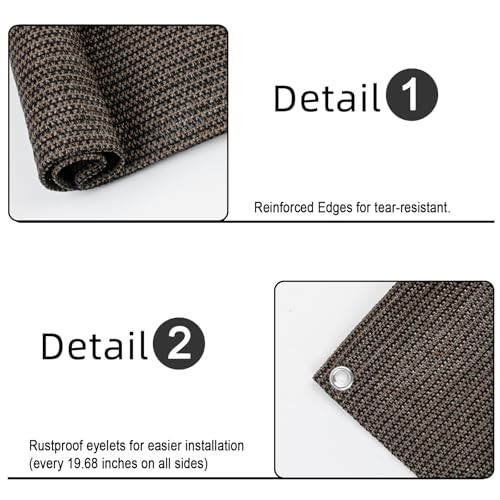 SUNLAX 2.5'x6' Brown Balcony Privacy Screen Fence Windscreen 90% UV Block | 90% privacy shield, windscreen cover, shade netting mesh cloth, durable fabric, grommets, patio backyard porch railing - color: Brown, size: 0 2.5' x 0 6'