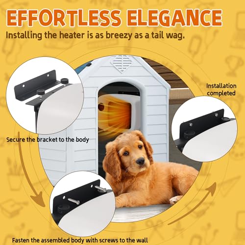 Pet House Heater with Thermostat, 300W/600W Heater for Dog Houses & Chicken Coops, PTC Heating, Overheat Protection, 6FT Anti-Chew Cord, Indoor & Outdoor Use, Up to 105 Sq Ft