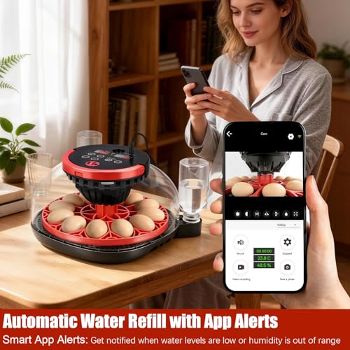 12 Egg Incubators for Hatching Eggs, with 1080P Camera & Smart APP Control | Temperature & Humidity Control, Automatic Egg Turner, Egg Candler, WiFi Chicken Incubator for Chicken, Duck, Quail