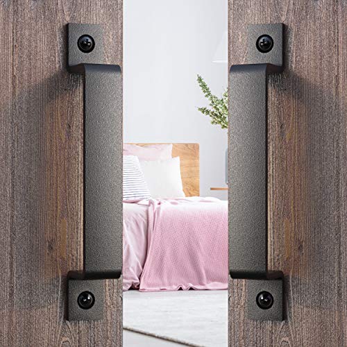 2-Pack 8 Inch Straight Bar Barn Door Handle - Black Cast Iron Pull for Sliding Doors, Gates, Sheds, Fences, Closets - Indoor Outdoor Farmhouse Hardware - size: 8" - 2 Pack, style: Straight Bar
