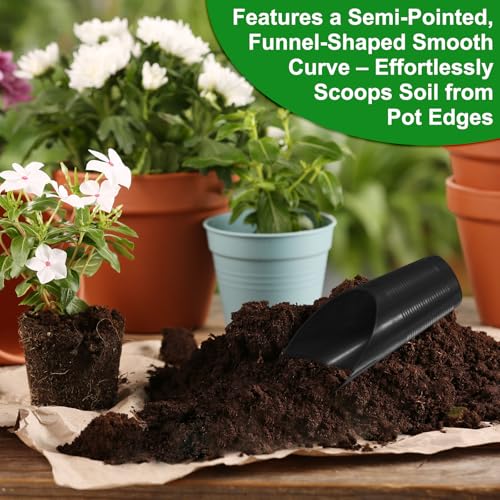 M METERXITY 3-Pack Bonsai Soil Scoops, Plastic Garden Soil Scoops Bucket Shovel Potting Scoopers for Transplanting/Flower Planting/Plant Succulent, Colorful Small Gardening Tools [Black] - color: Black
