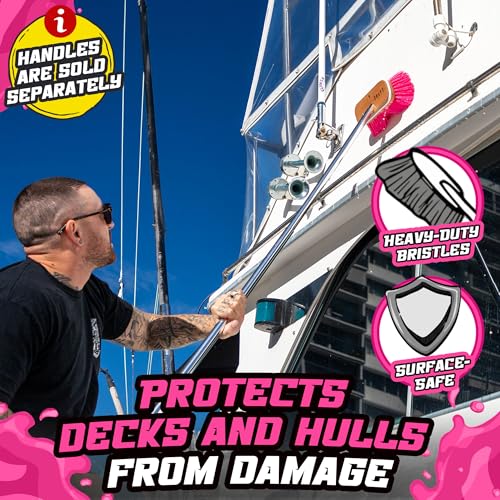 Salty Captain Hard Bristle Boat Deck Brush | Heavy-Duty Cleaning for Grime, Stains & Salt Build-Up – Durable Marine-Grade Design - style: Brush Hard (Pole not included)