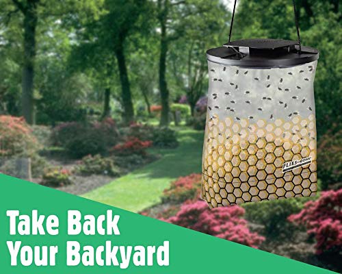 Flies Be Gone Fly Trap – Disposable Outdoor Fly Trap, Protein-Powered Attractant for Farms, Ranches & Patios – Reusable Hanging Fly Catcher, Fast Fly Infestation Control for Livestock & Backyards - size: 2 Traps