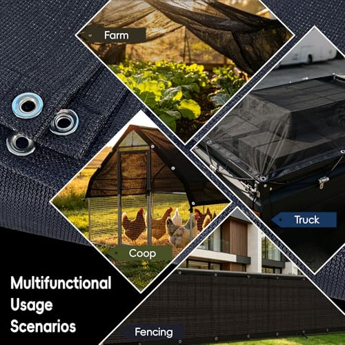 70% Black Shade Cloth 6.5x10 ftHeavy Duty Mesh Tarp with Grommets Weather-Resistant Sun Shade Netting for Dump Trucks Pergola Greenhouse Chicken Coop Patio Plants Growing Outdoor Protection - size: 6.5x10 ft