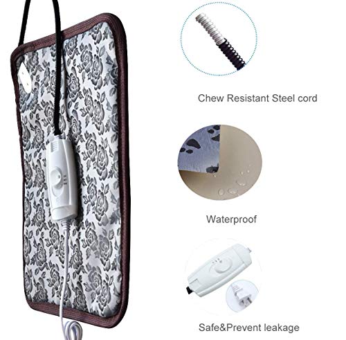 Pet Heating Pad for Large Dogs Cats, 34X21 inch, Waterproof, Easy Clean, Temperature Adjustable, Safety Instructions | Waterproof, Easy Clean, Temperature Adjustable, Just turn on feature, always on heated bed - size: 34X21 inch
