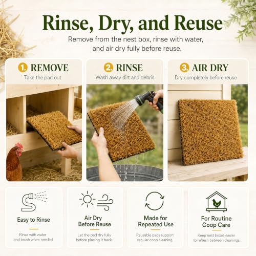 Chicken Nesting Pads, 12x12 Washable Artificial Grass Mat for Chicken Coop, Reusable Pet Garden Turf with Rubber Backing (8 PCS Brown) - color: 8 PCS Brown