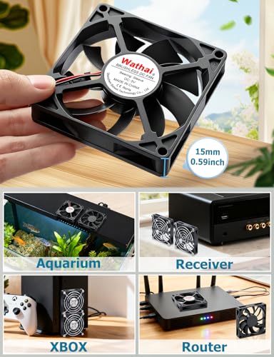 Wathai 2PCS 80mm x 15mm Small USB Cooling Fan 5V 2 in 1 for DIY Cooling | 8015 USB Fan for AV Receiver Flat Panel Xbox DVR PS4 PS5 Router TV Box Computer Cabinet Cooler - size: 80x15mm (5V)