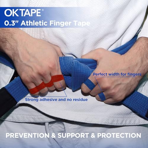 OK TAPE 8 Rolls Athletic Tape, 0.3 Inch Finger Tape, Jiu Jitsu Sports Tape | for BJJ, Boxing, Climbing, Add Grip & Protect Fingers and Toes (0.3" x 45 Ft, Black+White+Navy Blue+Red) - color: 0.3-black, White, Blue, Red, size: 15 yards