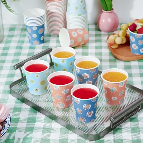 SIUQ 600 Pack 5 oz Paper Cups Disposable Small Bathroom Mouthwash Cups | Daisy Floral Small Paper Cups for Bathroom, Party, Picnic, BBQ, Travel, Espresso Tasting, Sample Drinks, Office, Home - color: Daisy 5oz-600 pack