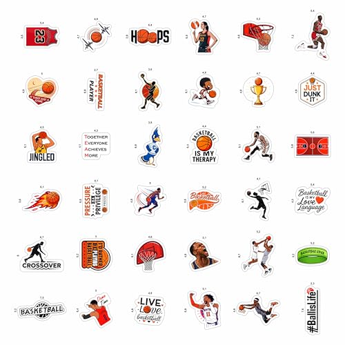 100Pcs Basketball Stickers for Water Bottle, Laptop - Basketball, Party Supplies & Decorations, Gifts for Men & Women - color: Basketball Stickers
