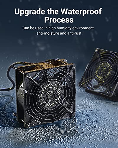 DEWENWILS 2 Pack 120V AC Fan Waterproof Exhaust Fan 120mm 18W 2850RPM 90CFM | DIY Cooling Fan for Refrigerator, Computer Case, Compressor Engine, Generator, UL Listed, Black - size: 120mm×38mm, style: 2 pack