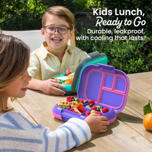 Bentgo Chill Kids 4-Compartment Bento Box Leakproof Lunch Box | Built-In Ice Pack, 3.3 Cup Capacity, BPA-Free, Microwave & Dishwasher Safe Tray, Ideal for Ages 3–7 (Electric Violet) - color: Electric Violet