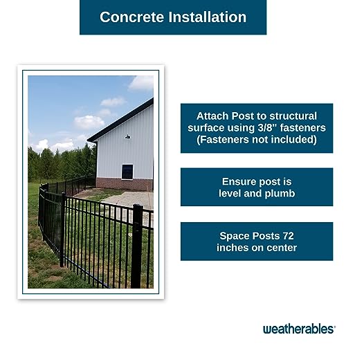 Weatherables Livingston Aluminum Fence Kit – DIY Kit for Backyard and Garden Fencing, Made with Durable Powder-Coated Aluminum that Combats Rust, Fading, and Corrosion (51” Post with Welded Flange) - size: Livingston 51" Post with Welded Flange