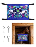 Harrison Howard Horse Stall Guard with Adjustable Straps and Sturdy Spring Hooks Included Aisle Guard Stall Guard for Horses,Zebra in Flowers - color: Zebra in Flowers