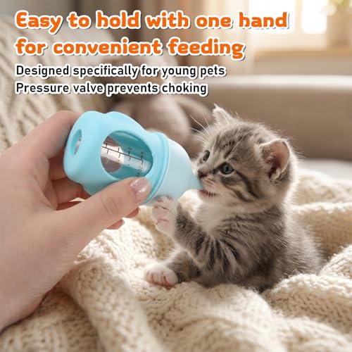 Kitten Bottle for Nursing, Miracle Nipple for Kittens Puppy Kitten Milk Replacement, Silicone Kitten Feeding Bottle for Pregnant Cat Essentials (Blue)