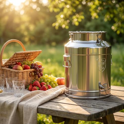 Milk Can with Spout, 17-Gallon Milk Jug Container 304 Stainless Steel Bucket with Sealed Lid and Carry Handle, Airtight Food Storage Container for Home, Farm, Commercial Kitchen - size: 2176 Ounces