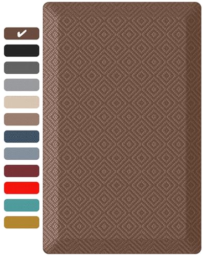 Ophanie Kitchen Mats for Floor, 3/4 Inch Thick, 20x32 Anti Fatigue Cushioned Mat,Kitchen Rugs,Waterproof,Comfort Ergonomic Standing Mat for Office,Home,Sink with 99+ Pairs of Anti-Slip Bottom Ridges - color: Brown, size: 20"L x 32"W x 0.8"Th