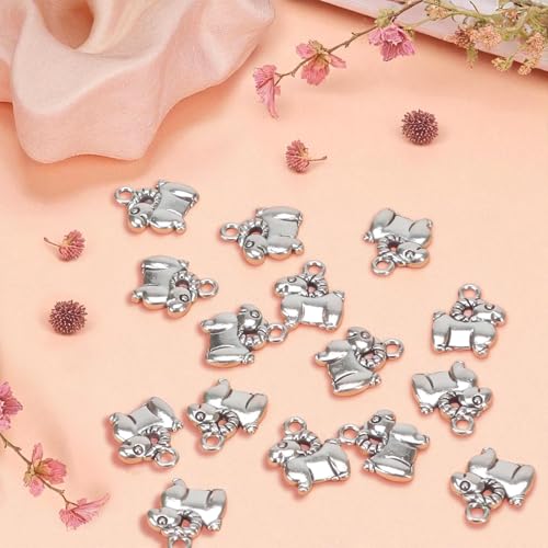 40 Pcs Goat Charm Jewelry Making Silver Bulk Charms Bracelet Small Pendant Bead – Antique Silver Tone Animal Pendant, 3D Cute Mountain Sheep Item, Earring Accessories DIY Jewelry Making Supply Kit