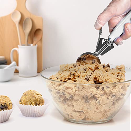 Meadow Lane #24 Ice Cream Disher Scoop, Stainless Steel, Light Gray | Stainless steel 2.7 Tbsp scoop has a reinforced trigger and non-slip handle; dishwasher-safe for ice cream, dough and more. - color: Light Gray
