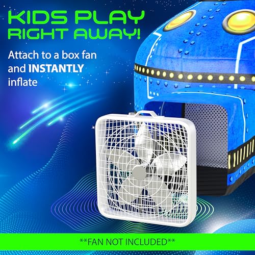 W&O Glowing UFO Inflatable Fort with Lights & Sound - Fan Not Included | Glowing UFO Aerodome with LED Lights, Sound Button, Glow-in-the-Dark Design, Easy Entry/Exit. Ages 3-12 - color: Glowing Ufo