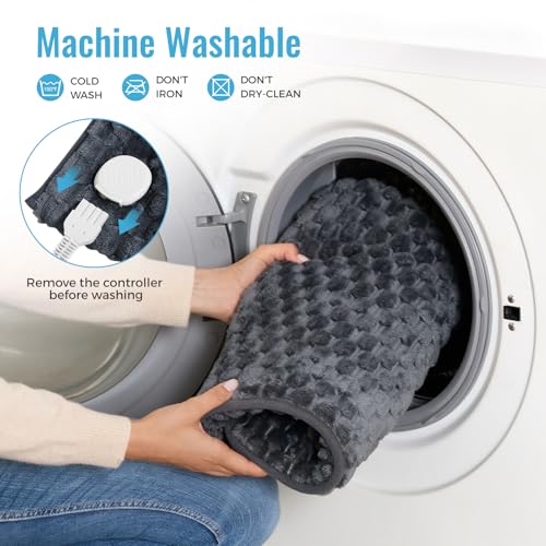 Electric Heated Foot Warmer Soft Flannel Foot Heater with 2h Auto Off & 3 Heat Levels Full Body Use Heating Pad for Feet, Abdomen, Cramps, Pain Relief Pocket Design 16" x 22" Dark Grey - color: Light Grey