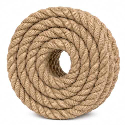 Twisted Manila Jute Rope (1 Inch x 10 Feet) Natural Thick Hemp Rope for Crafts, Nautical, Railings, Hammock, Decorating - size: 1 Inch x 10 Feet