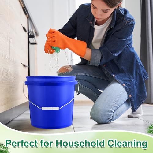 Tioncy 24 Pcs 2 Gallon Plastic Buckets with Lids and Handles,Blue | Storage Pails for Paint, Cleaning, Organizing, Durable Containers, Metal Handles, Plastic Material - color: Blue