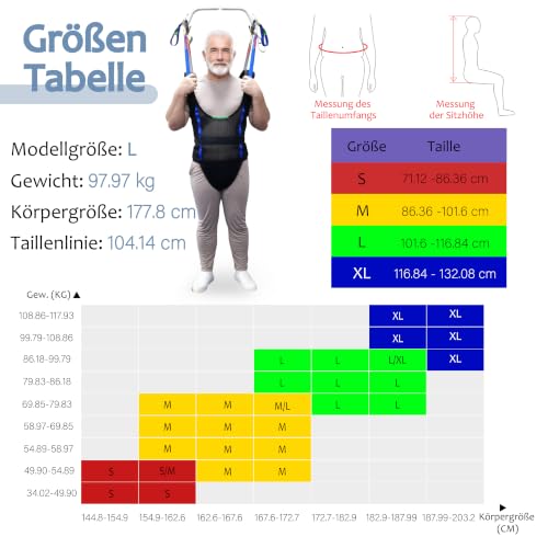 Patient Walking Sling for Standing Exercise,Lift Walking Sling Standing Aids for Patient Ambulation Training -Safety Loading Weight 550 Lbs (X-Large (Pack of 1)) - size: X-Large (Pack of 1)
