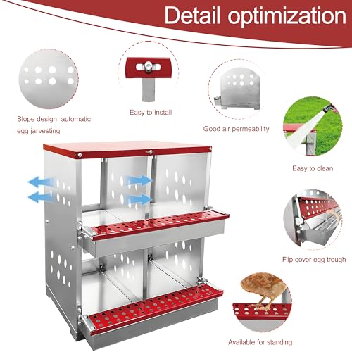 XINYI Chicken Nesting Boxes for Laying Eggs,Metal Coop for 4 Chickens,Roll Away Nesting Boxes,Easy Egg Collection,Brooder Box for Rabbit,Squirrel,Parakeet,Owl,Cockatiel,Robin - size: 33.0"L x 13.0"W x 24.4"H
