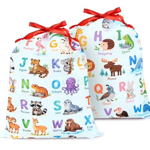 KzgtY Alphabet 2PCS Gift Bags with Drawstring, 16 x 12 Inch Reusable Present Sacks for Christmas,Brithday, Holidays,Parties & Gift Packaging - color: Alphabet
