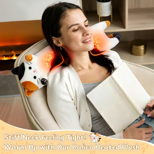 Calico Cat Plush USB Heating Pad for Period Cramps Menstrual | 22” Cat Heated Plush Stuffed Animal, Portable Indoor Outdoor Use, Electric Kitten Plush Heated Pad for Women Teen Girls Gifts - color: Multicolored Calico Cat Heating Pads