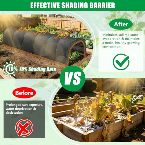KJX 118"x79" Garden Shade Kit, 70% Garden Sun Shade Cloth with Hoops | Garden Shade Kit for Plants Heat Protection, Raised Garden Bed Shade Cover Plant Sun Shade for Outdoor Plants Vegetables - size: 118"x79" Shade Cloth-1 Pack